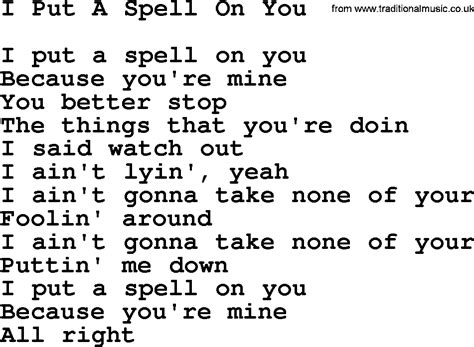 you put a spell on me lyrics|i put a spell on you meaning.